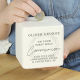 Personalised First Holy Communion Ceramic Square Money Box - Money Boxes at Gift Moments