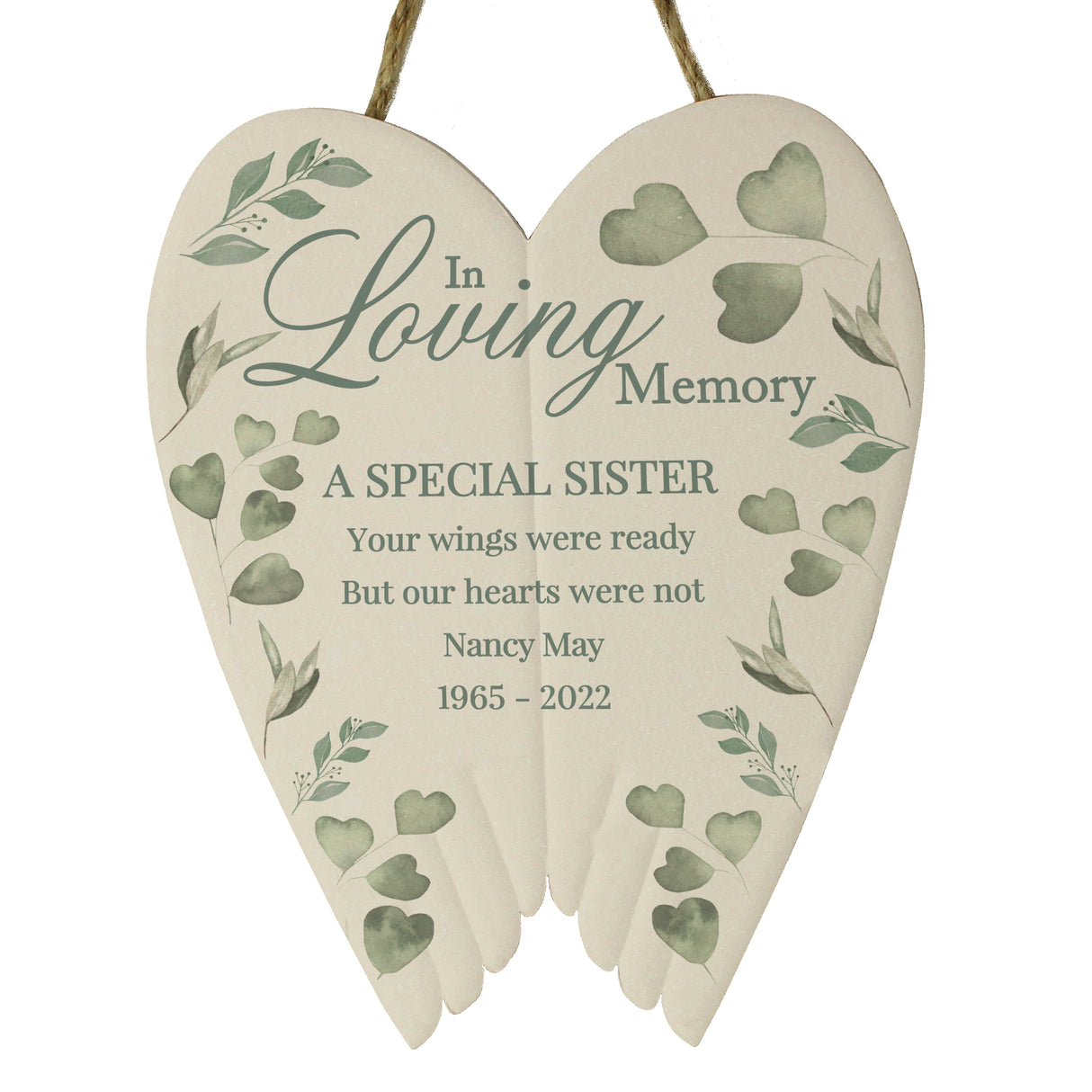 Personalised In Loving Memory Ceramic Wings - Memorials at Gift Moments