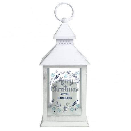 Personalised Christmas Frost White Lantern - LED Lighting at Gift Moments