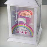 Personalised Unicorn Frost White Lantern - LED Lighting at Gift Moments