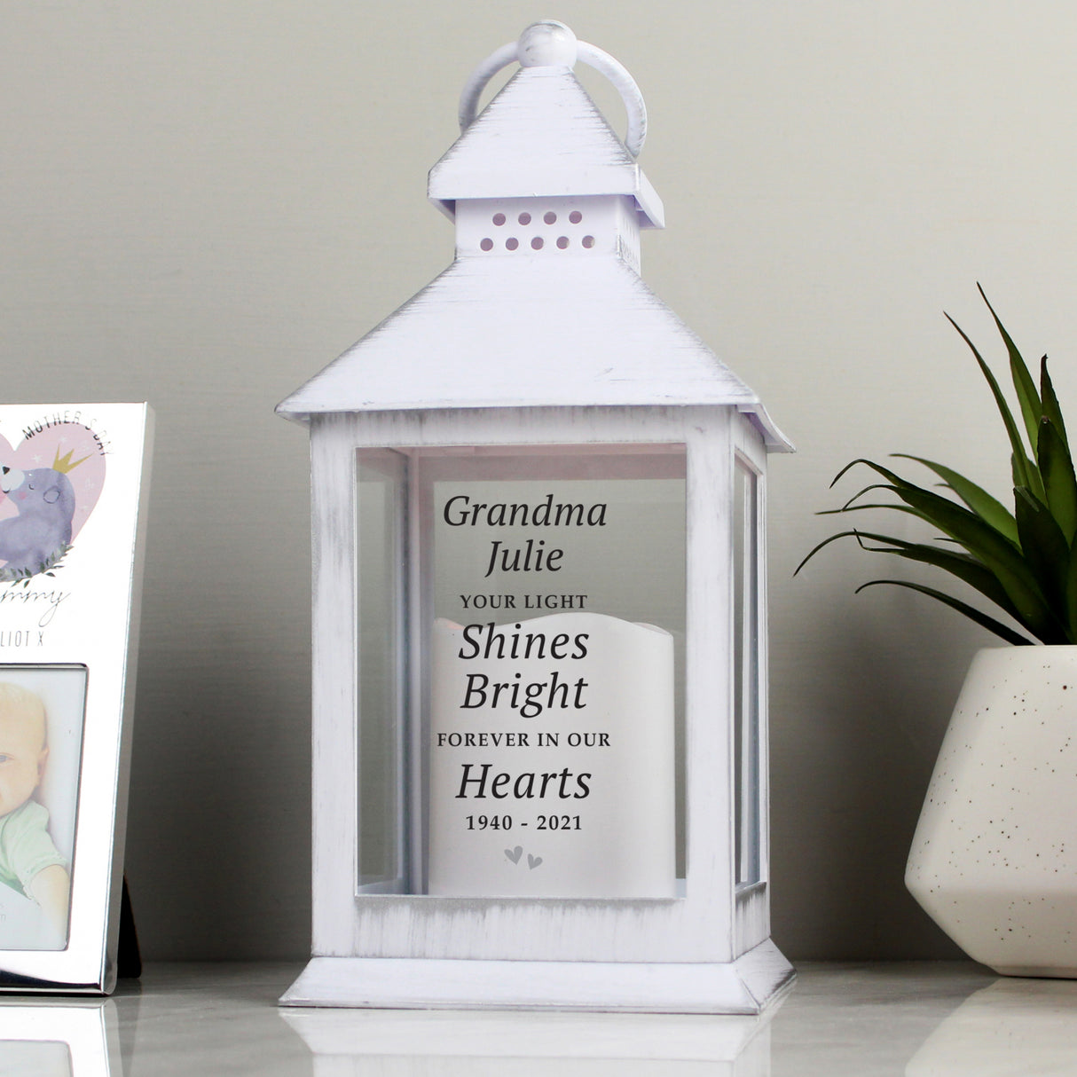 Personalised 'Your Light Shines Bright' White Lantern - LED Lighting at Gift Moments