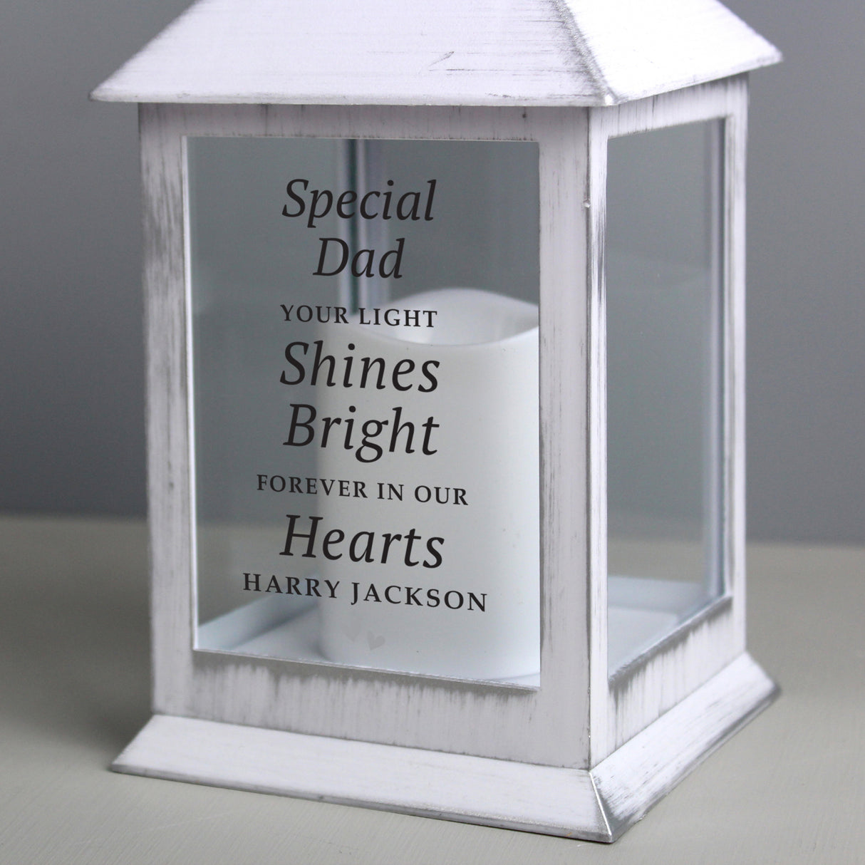 Personalised 'Your Light Shines Bright' White Lantern - LED Lighting at Gift Moments