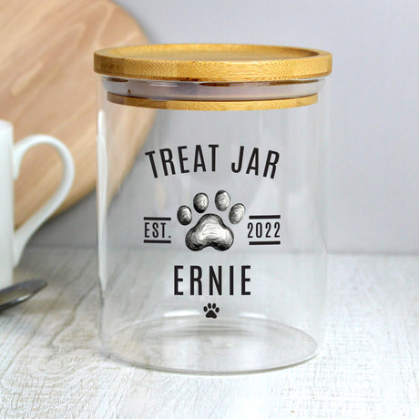 Pet Treats Glass Jar with Bamboo Lid - Gift Moments