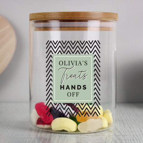 Personalised Free Text Glass Jar with Bamboo Lid - Storage at Gift Moments