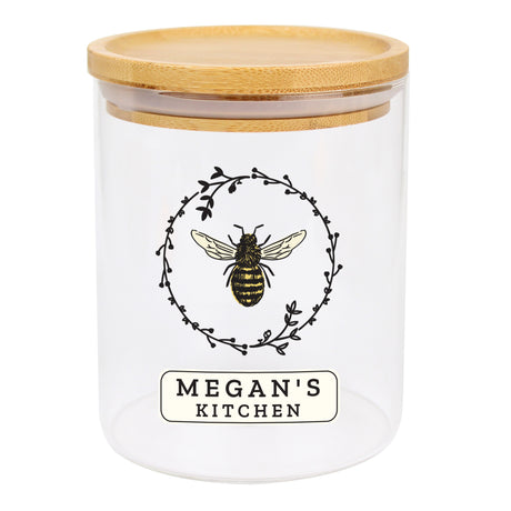 Personalised Bee Glass Jar with Bamboo Lid - Storage at Gift Moments