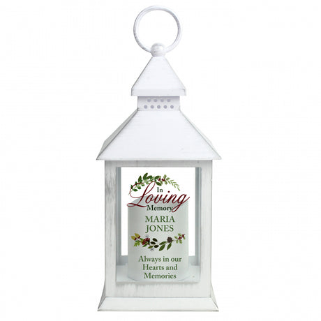 Personalised In Loving Memory White Lantern - LED Lighting at Gift Moments