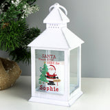 Personalised Santa White Lantern - LED Lighting at Gift Moments