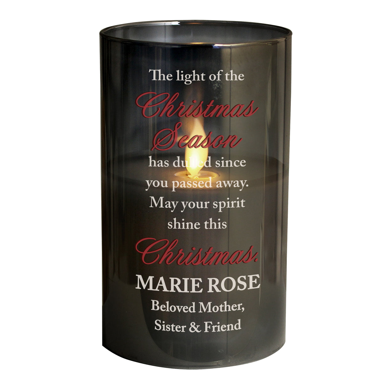 Personalised Christmas Season Memorial Smoked LED Candle - LED Lighting at Gift Moments