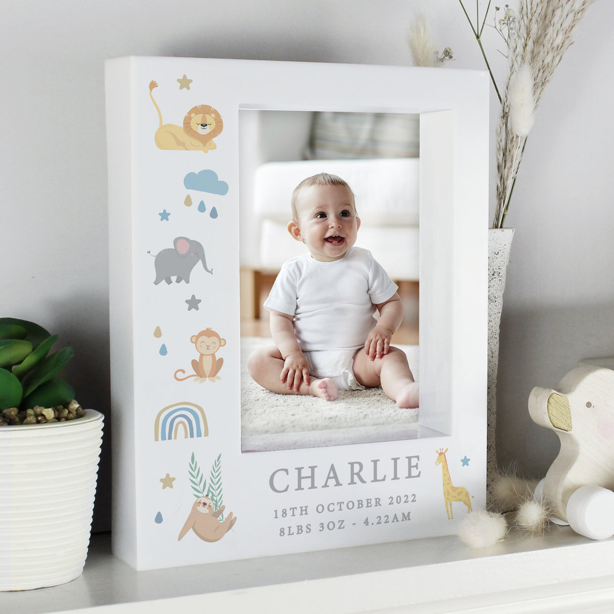 Personalised Safari Animals 5x7 Box Photo Frame - Photo Frames at Gift Moments