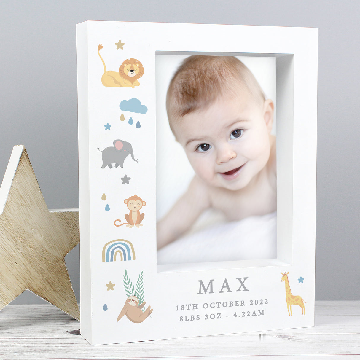 Personalised Safari Animals 5x7 Box Photo Frame - Photo Frames at Gift Moments