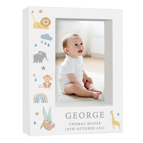 Personalised Safari Animals 5x7 Box Photo Frame - Photo Frames at Gift Moments