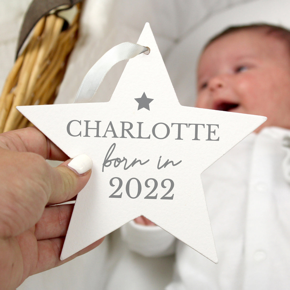 Personalised Wooden Star Decoration for Newborns: 2 - Decorations By Gift Moments