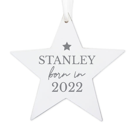 Personalised Born In Wooden Star Decoration - Decorations at Gift Moments