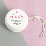 Personalised Pink Flower White Wooden Yoyo - Toys at Gift Moments