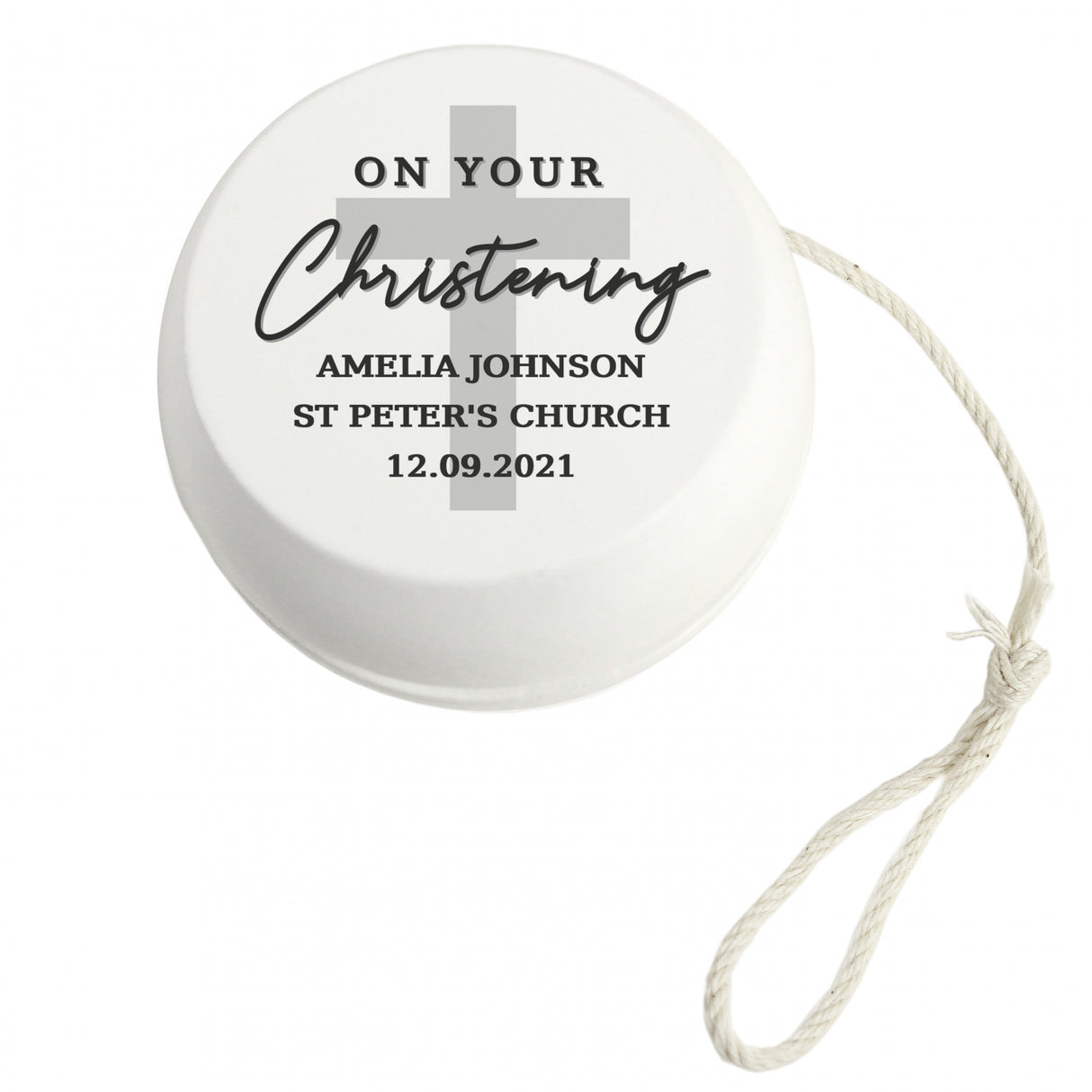 Personalised On Your Christening White Wooden Yoyo - Toys at Gift Moments