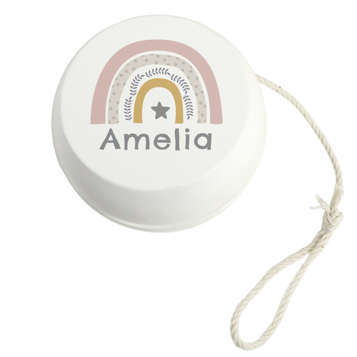 Personalised Rainbow White Wooden Yoyo - Toys at Gift Moments