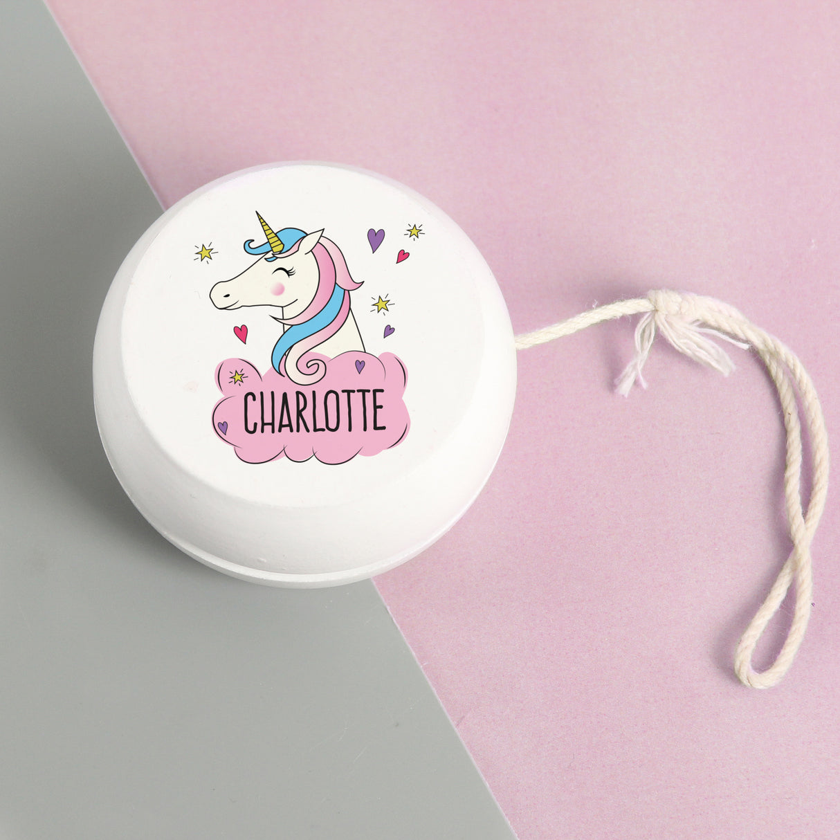 Personalised Unicorn White Wooden Yoyo - Toys at Gift Moments