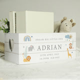 Personalised Safari Animals White Wooden Crate - Storage at Gift Moments