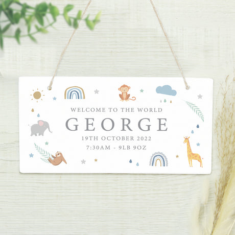 Personalised Safari Animals Wooden Sign - Signs & Plaques at Gift Moments