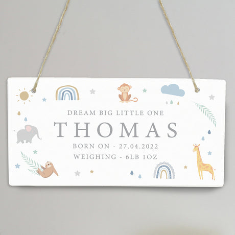 Personalised Safari Animals Wooden Sign - Signs & Plaques at Gift Moments