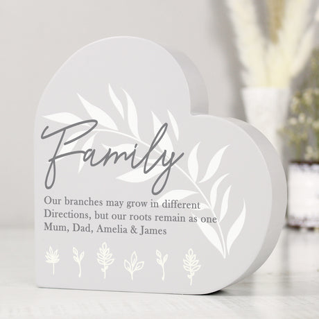 Personalised Leaf Decor Free Standing Heart Ornament - Ornaments at Gift Moments