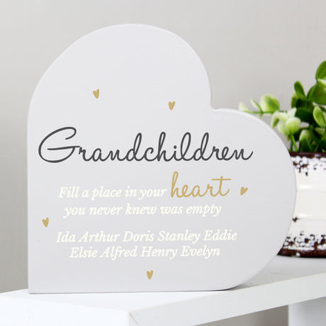 Personalised Grandchildren Free Standing Heart Ornament - Ornaments at Gift Moments