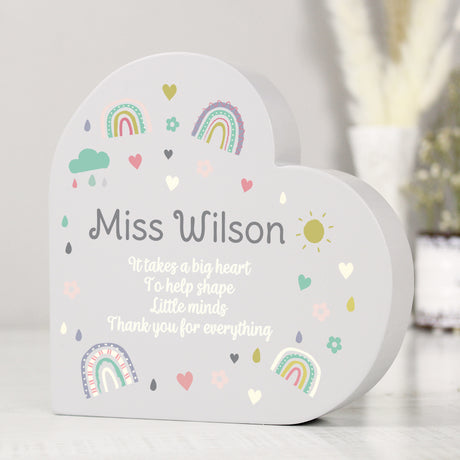 Personalised Rainbow Free Standing Heart Ornament - Ornaments at Gift Moments