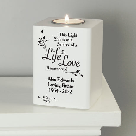 Life & Love Wooden Tea Light Holder - Gift Moments