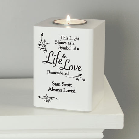 Life & Love Wooden Tea Light Holder - Gift Moments