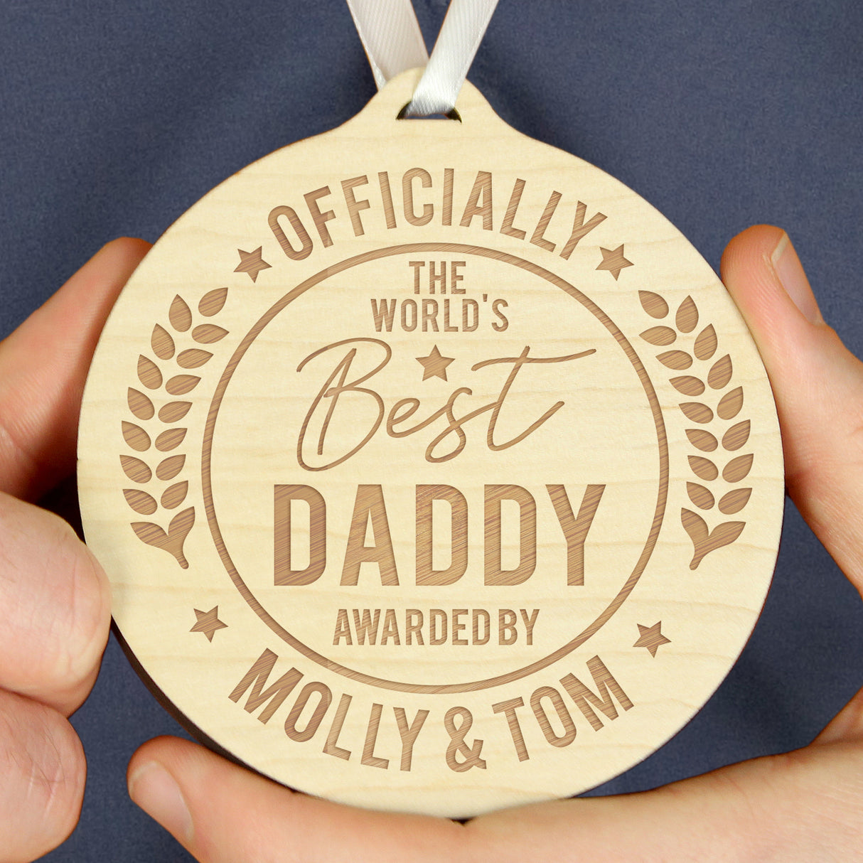 Personalised Officially The Best Round Wooden Medal - Keepsakes at Gift Moments