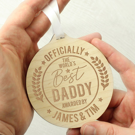 Personalised Officially The Best Round Wooden Medal - Keepsakes at Gift Moments