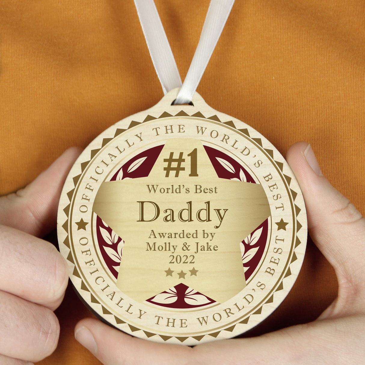 Personalised Wooden Medal - World’s Best: 1 - Keepsakes By Gift Moments