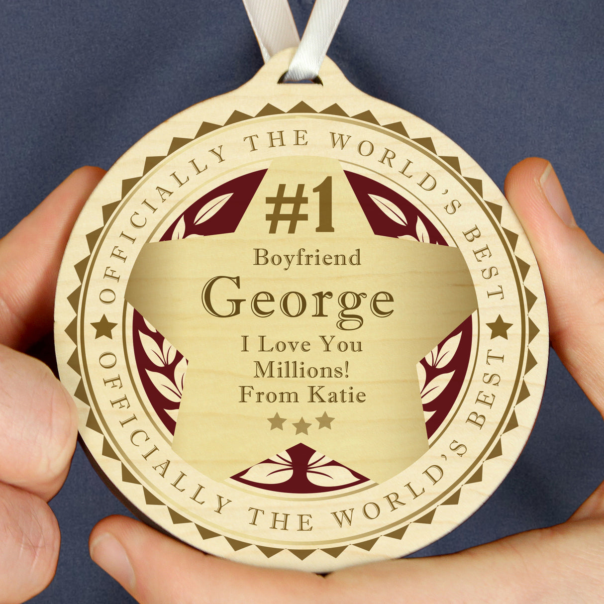 Personalised Wooden Medal - World’s Best: 2 - Keepsakes By Gift Moments