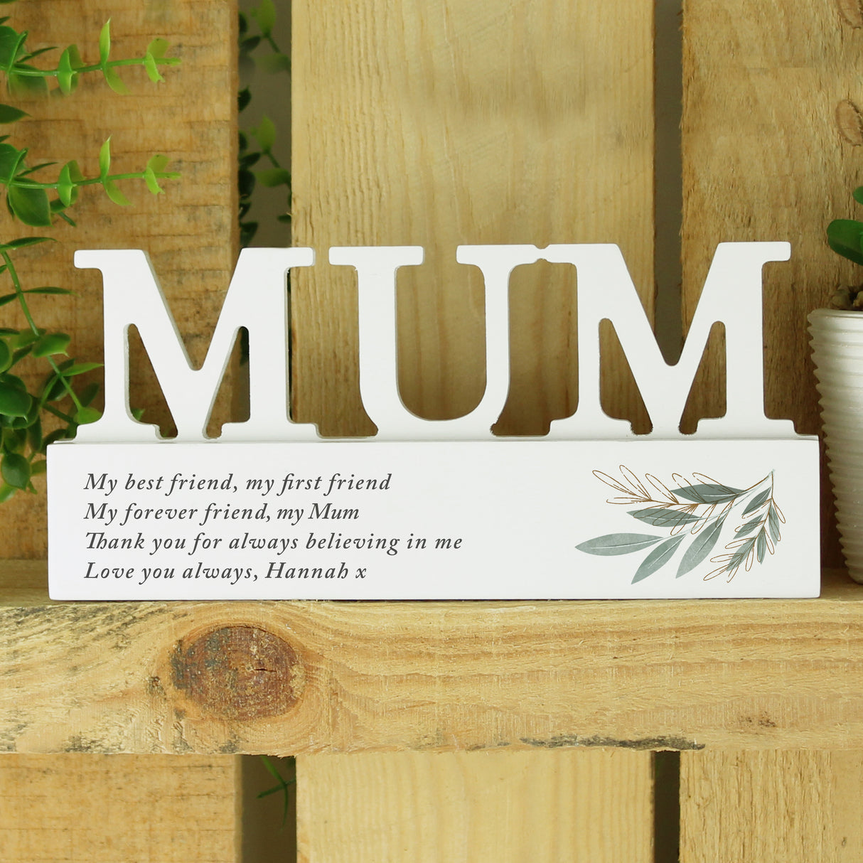 Personalised Botanical Wooden Mum Ornament - Ornaments at Gift Moments