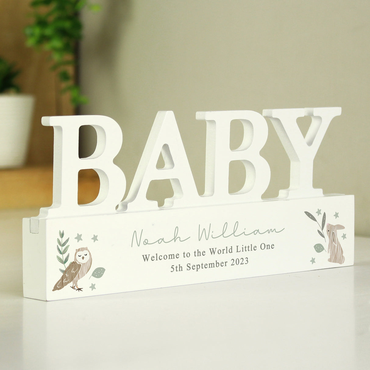 Personalised Woodland Wooden Baby Ornament - Ornaments at Gift Moments