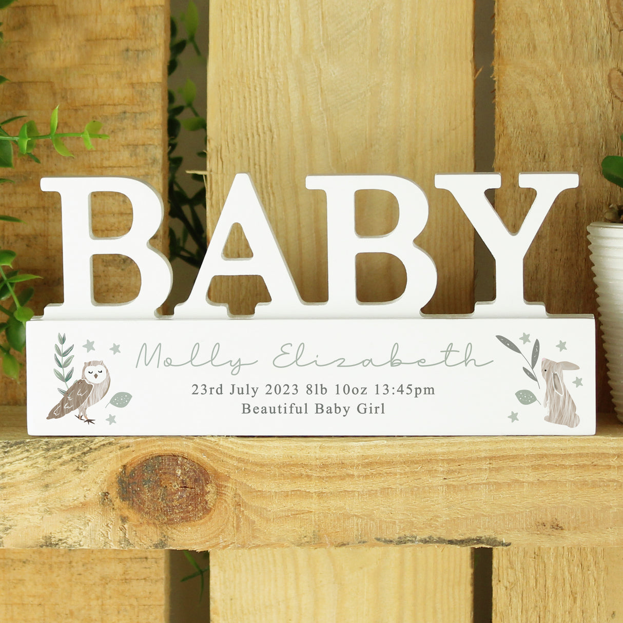 Personalised Woodland Wooden Baby Ornament - Ornaments at Gift Moments