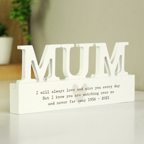 Personalised Free Text Heart Wooden Mum Ornament Plaque - Ornaments at Gift Moments