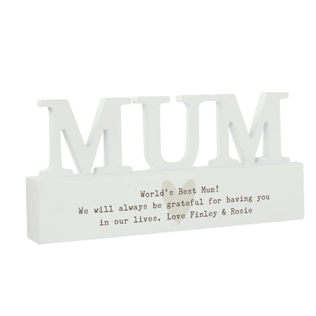 Personalised Free Text Heart Wooden Mum Ornament Plaque - Ornaments at Gift Moments