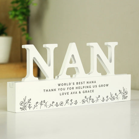 Personalised Floral Wooden Nan Ornament - Ornaments at Gift Moments