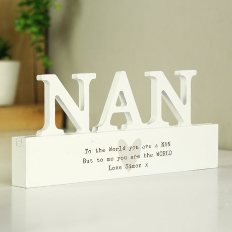 Personalised Free Text Heart Wooden Nan Ornament - Ornaments at Gift Moments