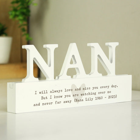 Personalised Free Text Heart Wooden Nan Ornament - Ornaments at Gift Moments