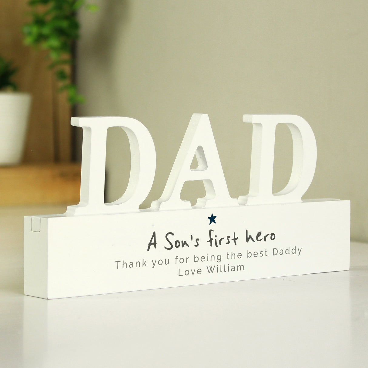 Personalised A Son's First Hero Wooden Dad Ornament - Ornaments at Gift Moments