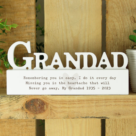 Personalised Free Text Heart Wooden Grandad Ornament - Ornaments at Gift Moments