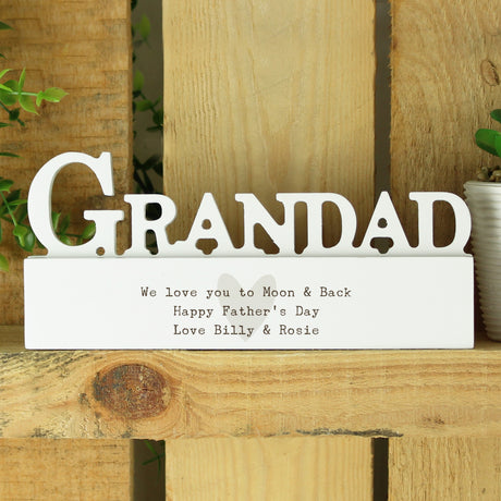 Personalised Free Text Heart Wooden Grandad Ornament - Ornaments at Gift Moments