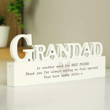 Personalised Free Text Heart Wooden Grandad Ornament - Ornaments at Gift Moments