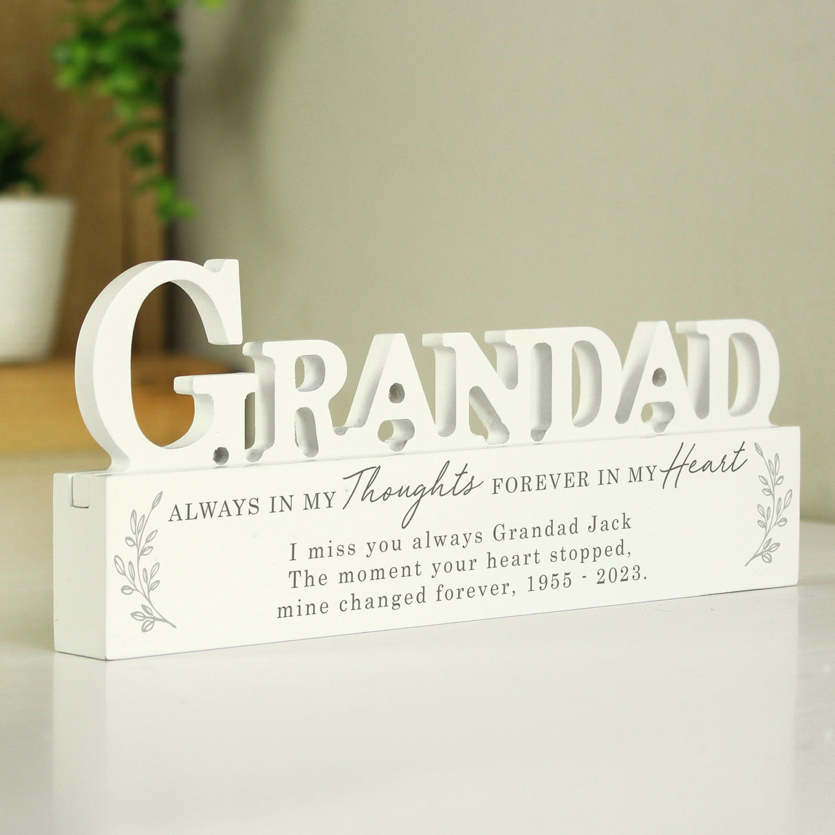 Personalised In Loving Memory Wooden Grandad Ornament - Memorials at Gift Moments