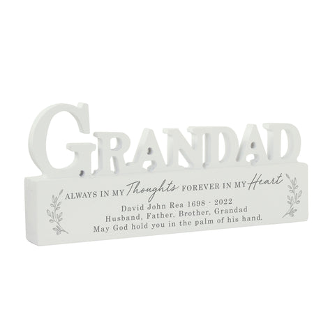 Personalised In Loving Memory Wooden Grandad Ornament - Memorials at Gift Moments