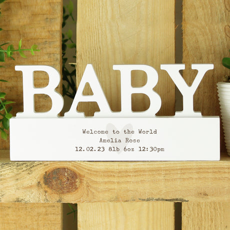 Personalised Free Text Heart Wooden Baby Ornament - Ornaments at Gift Moments