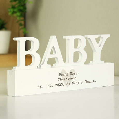 Personalised Free Text Heart Wooden Baby Ornament - Ornaments at Gift Moments