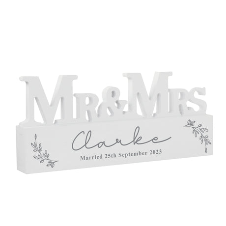 Personalised Leaf Wooden Mr & Mrs Ornament - Ornaments at Gift Moments